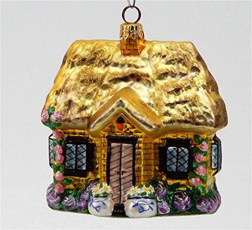 Rose Cottage-Blown Glass Ornament