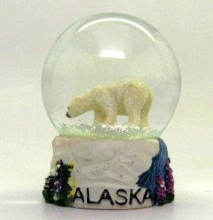 Alaska Snowglobe Waterglobe Arctic Polar Bear 60MM