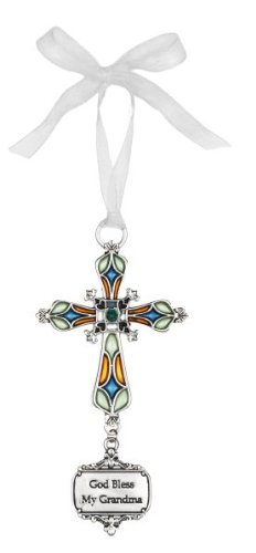 Ganz God Bless My Grandma Stained Glass Cross Ornament Size: 3 1/2 inches