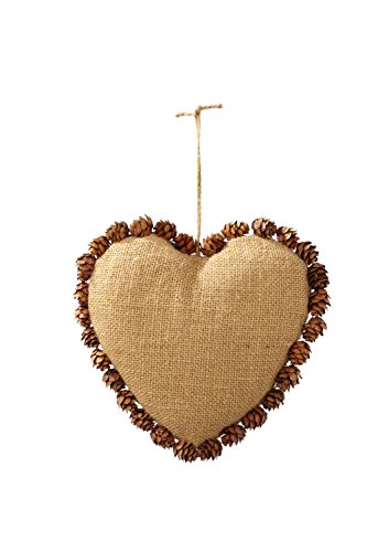 Sage & Co. XAO16217BR 7″ Burlap Pinecone Heart Ornament