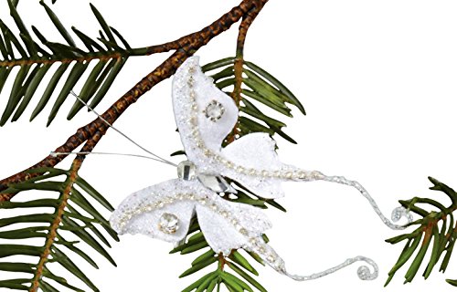 Sage & Co. XAO14137SV Beaded Butterfly Clip-on Ornament, 4-Inch