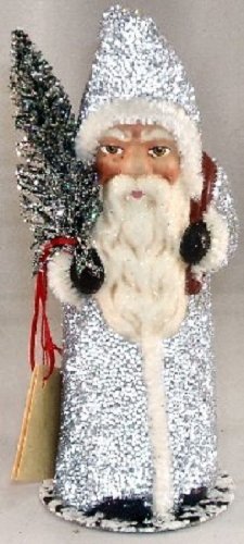 Ino Schaller German Paper Mache Santa with Silver Beaded Coat