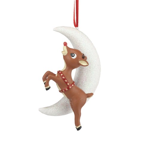 Department 56 Rudolph Over The Moon Ornament, 1.18-Inch