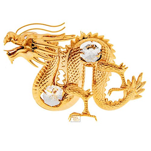 Dragon Swarovski Crystal Gold Plated Ornament Figure