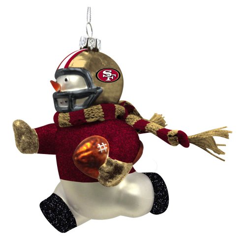 San Francisco 49ers Glass Snowman Player Christmas Ornament