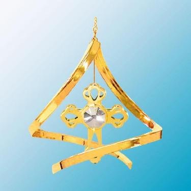 24K Gold Plated Cross Propelling Spiral – Swarovski Crystal