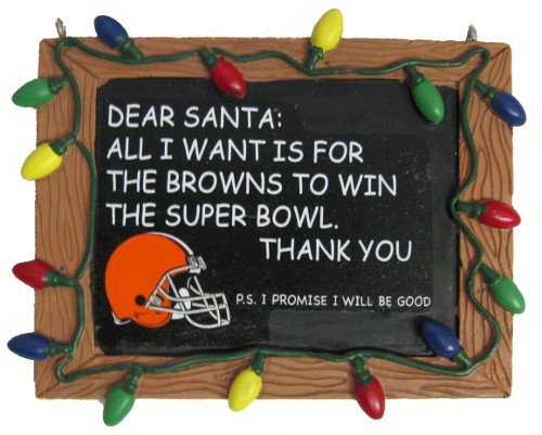 Cleveland Browns Official NFL 3 inch x 4 inch Chalkboard Sign Christmas Ornament