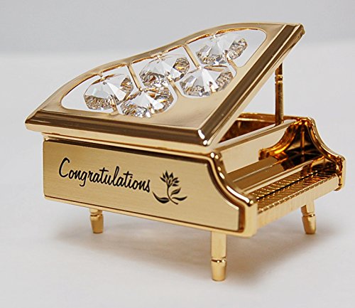 “Congratulations” 24k Gold Plated Piano Free Standing with Clear Swarovski Crystal