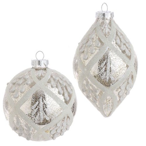 RAZ Imports – Antiqued Silver Glass Beaded Ornaments