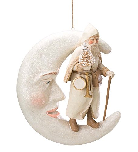 Handcrafted Hanging Santa On Moon Decoration