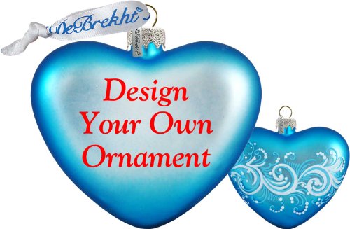 Personalize your photo on Original Handcrafted GLASS Ornament (HART (in BLUE)