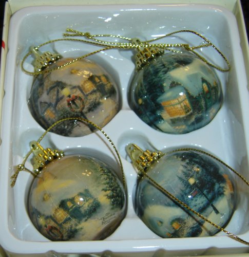 Thomas Kinkade 4 Decoupage Ball Ornaments