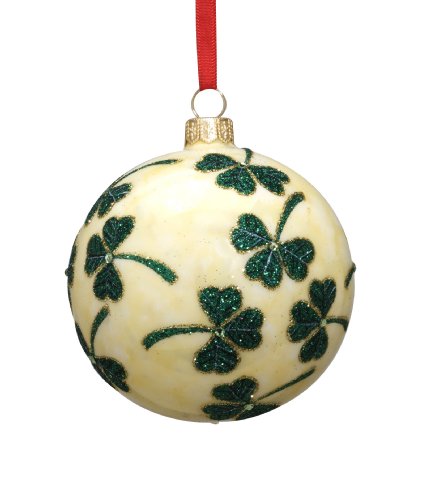 Reed & Barton Shamrock Ball European Blown Glass Christmas Ornament