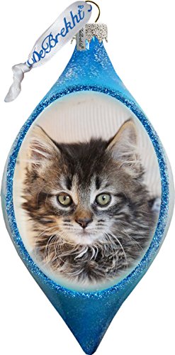 Personalize your photo on Original Handcrafted GLASS Ornament (DROP in BLUE)