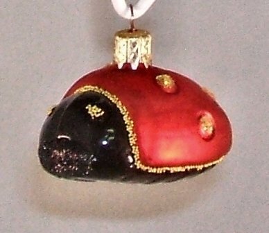 Ladybug Matte Finish Polish Glass Christmas Ornament