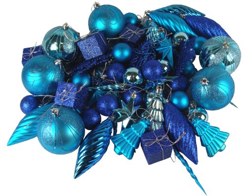 125-Piece Club Pack of Shatterproof Regal Peacock Blue Christmas Ornaments