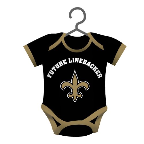 New Orleans Saints Official NFL 4 inch x 3 inch Baby Shirt Ornament by Evergreen