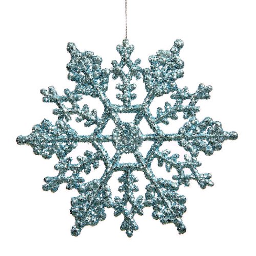 Vickerman Christmas Trees M101532 Snowflakes Glitter Ornament, 6.25-Inch, Baby Blue, Set of 12