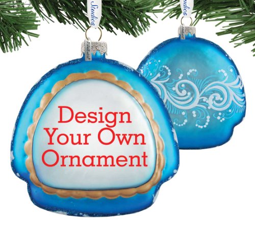 Personalize your photo on Original Handcrafted GLASS Ornament (RAINBOW in BLUE)