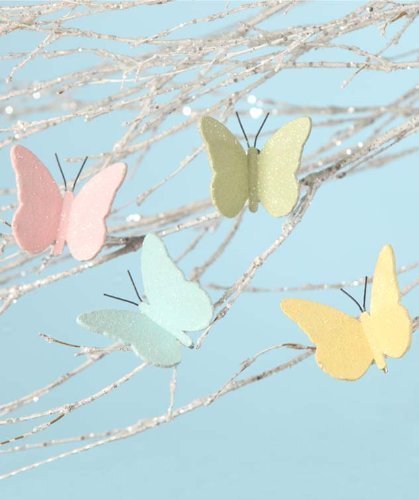 BETHANY LOWE Pastel Butterfly Clip Ornaments – Set of 4 by Bethany Lowe
