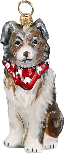 The Pet Set Blown Glass European Dog Ornament By Joy To The World Collectibles – Australian Shepherd with Bandana