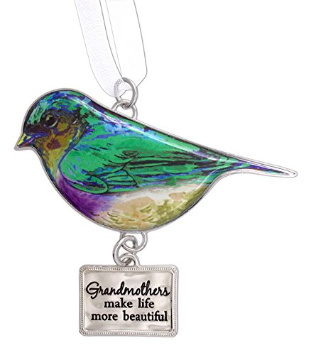 Ganz Beautiful Blessings Decorative Colorful Bird Ornament for Family with White Ribbon for Hanging (Grandmother)