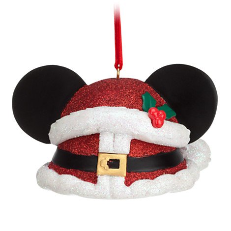 Disney Mickey Mouse Red Glitter Santa Ear Hat Ornament – Christmas