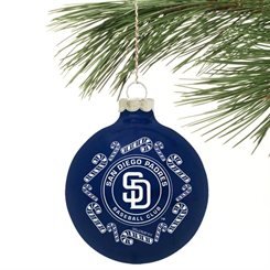 San Diego Padres 2-5/8″ Candy Cane Glass Ball Ornament