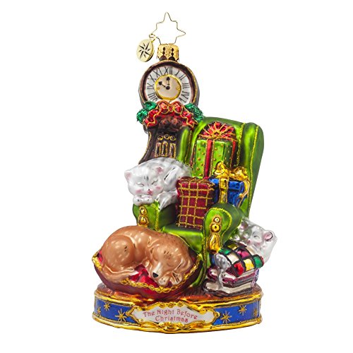 Christopher Radko Twas the Night Before Christmas Collection – Restful Dreamers Glass Christmas Ornament – 6″h.