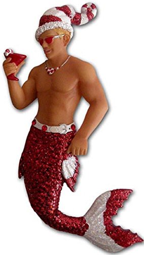 December Diamonds Candy Cane Merman Magnet with Cocktail- Celebrate Christmas with Candy Cane…Good enough to Eat!!!
