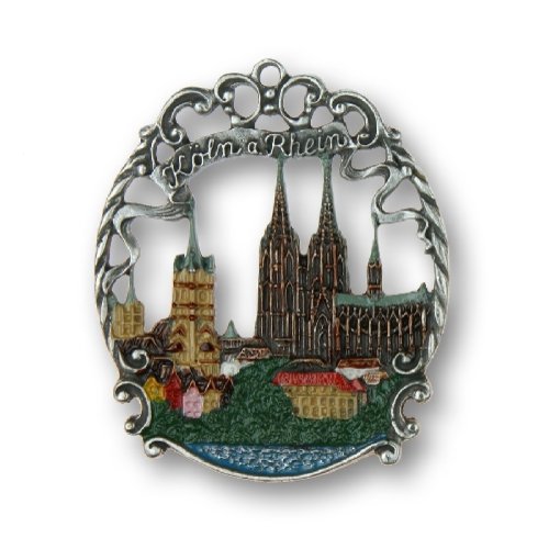 Koln Cologne Germany on Rhine River German Pewter Christmas Ornament