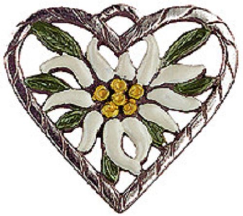 Edelweiss Heart German Pewter Christmas Tree Ornament