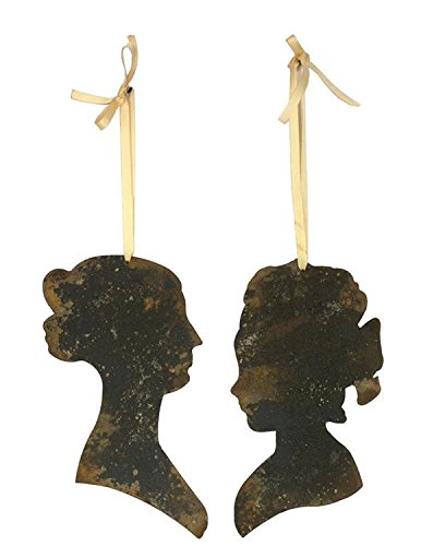 Distressed Tin Silhouettes with Hanging Ribbon – Set of 2