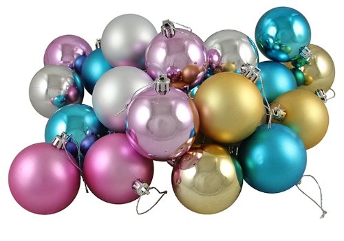 24ct Matte/Shiny Pastel Multi Shatterproof Christmas Ball Ornaments 2.5″ (60mm)