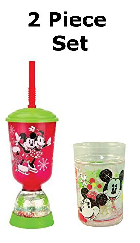 Zak Mickey and Minnie Mouse Snowglobe Tumbler and Christmas Magic Cup Set