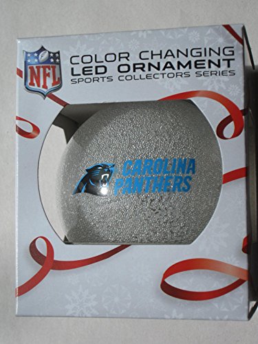 NFL Carolina Panthers LED Color Changing Ball Ornament, 2.625″, White