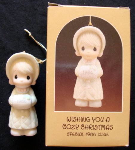 Precious Moments Ornament – Wishing You A Cozy Christmas – 1986 Issue