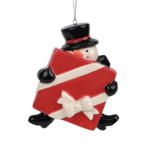 Department 56 Dear Santa Christmas Décor Snowman with Present Ornament, 3.5-Inch