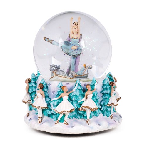 6″ Resin Glass Clara Nutcracker Snow Musical Glitter Water Globe