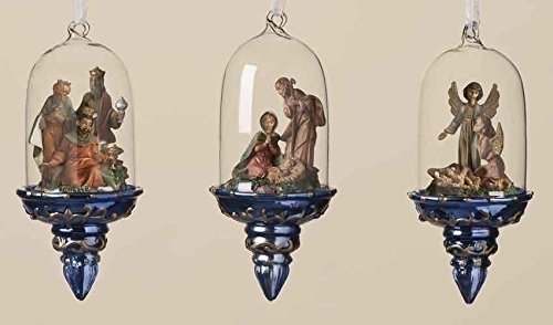 5.75″ 3 Kings, Angels Ornament Molded Glass Fontanini by Roman