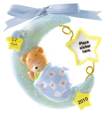 Carlton Cards Heirloom 2010 Sleeping Baby Boy Bear on Moon Christmas Ornament