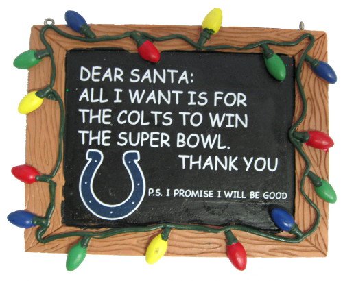 Indianapolis Colts Official NFL 3 inch x 4 inch Chalkboard Sign Christmas Ornament