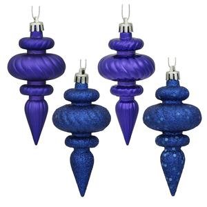 Vickerman 4 Finish Finial Ornaments, 4-Inch, Cobalt Blue, 8-Pack