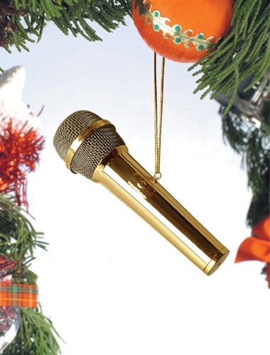 Gold Microphone Musical Instrument Ornament 4 inches