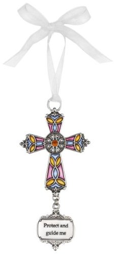 Ganz Protect and Guide Me Stained Glass Cross Ornament Size: 3 1/2 inches