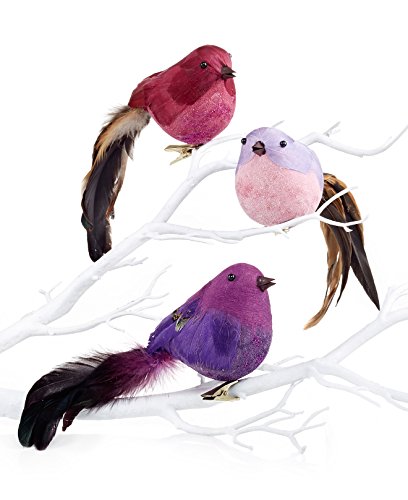 Holiday Lane Christmas Ornaments, Set of 3 Feathered Bird Clip On Ornaments
