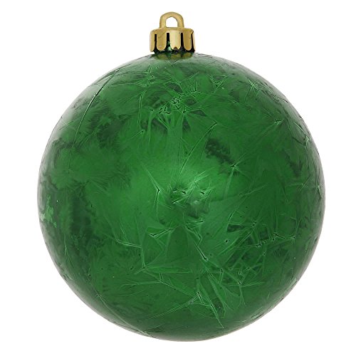 6″ Green Crackle Ball Ornament UV Drilled 4/Bag