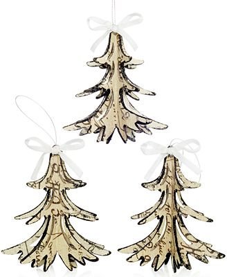 Holiday Lane Set of 3 Wood Tree Ornaments