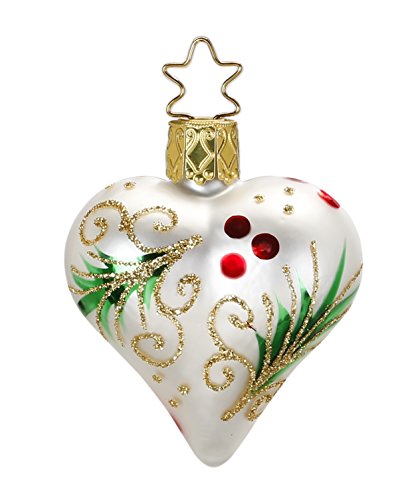 Evergreen, Heart, white matt, #20000T043, from the 2015 Evergreens Collection by Inge-Glas Manufaktur; Gift Box Included