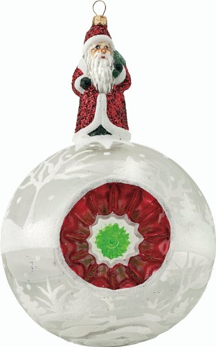 Ino Schaller Large Crystal Santa Kugel Blown Glass Christmas Ornament by Joy To The World Collectibles